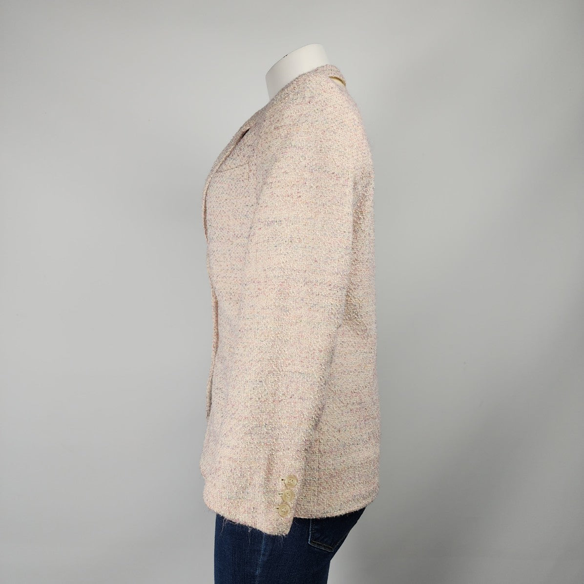 Vintage Marc D’Alcy Pink Tweed Cotton Two Button Blazer Size S/M