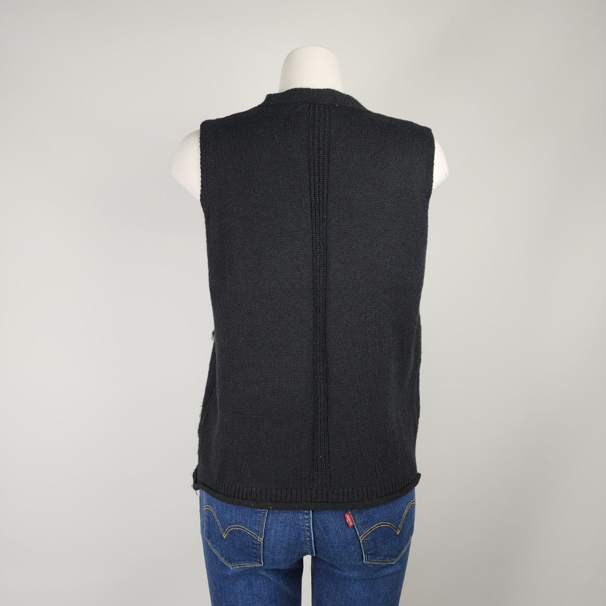 Cellabie Black Knit V Neck Sweater Vest Size XL