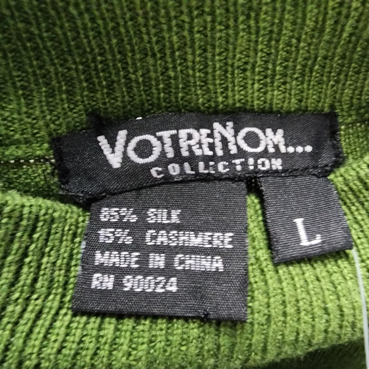 Votre Nom Collection Green Silk Cashmere Short Sleeve Knit Sweater Size M/L