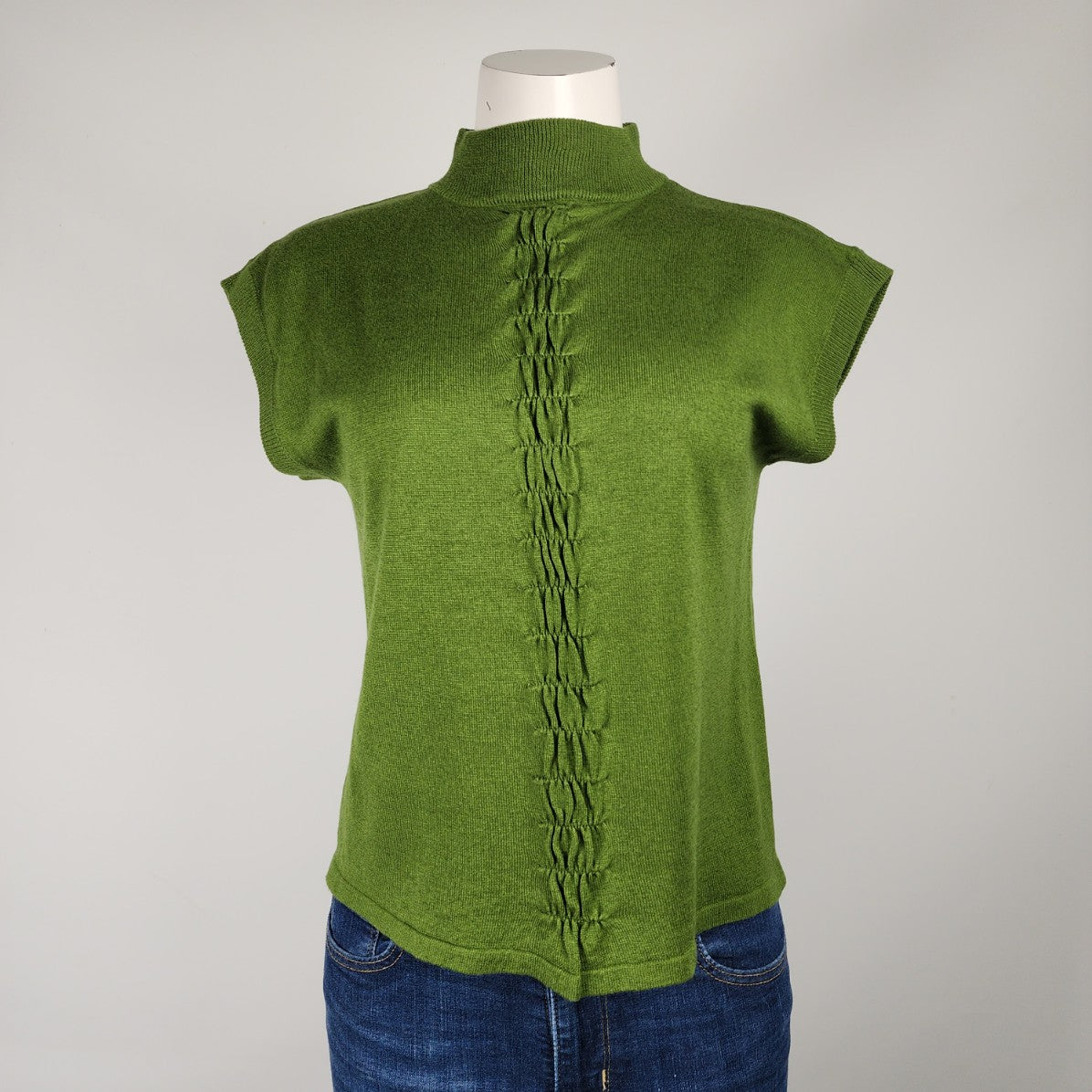 Votre Nom Collection Green Silk Cashmere Short Sleeve Knit Sweater Size M/L