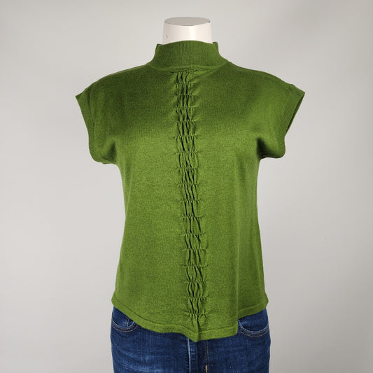 Votre Nom Collection Green Silk Cashmere Short Sleeve Knit Sweater Size M/L