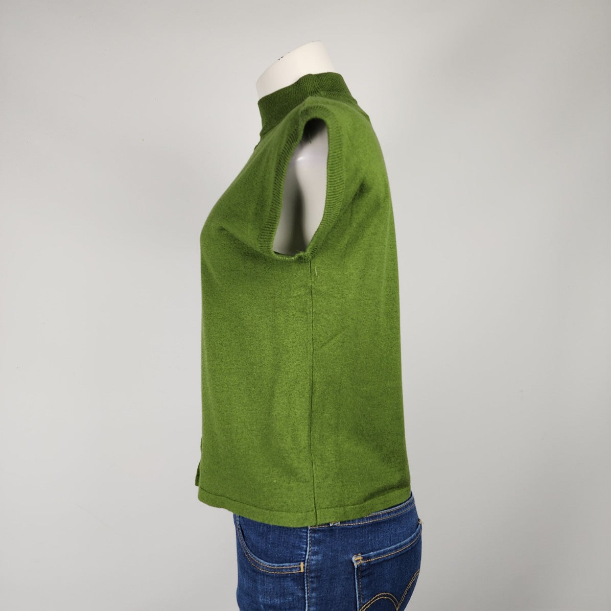 Votre Nom Collection Green Silk Cashmere Short Sleeve Knit Sweater Size M/L