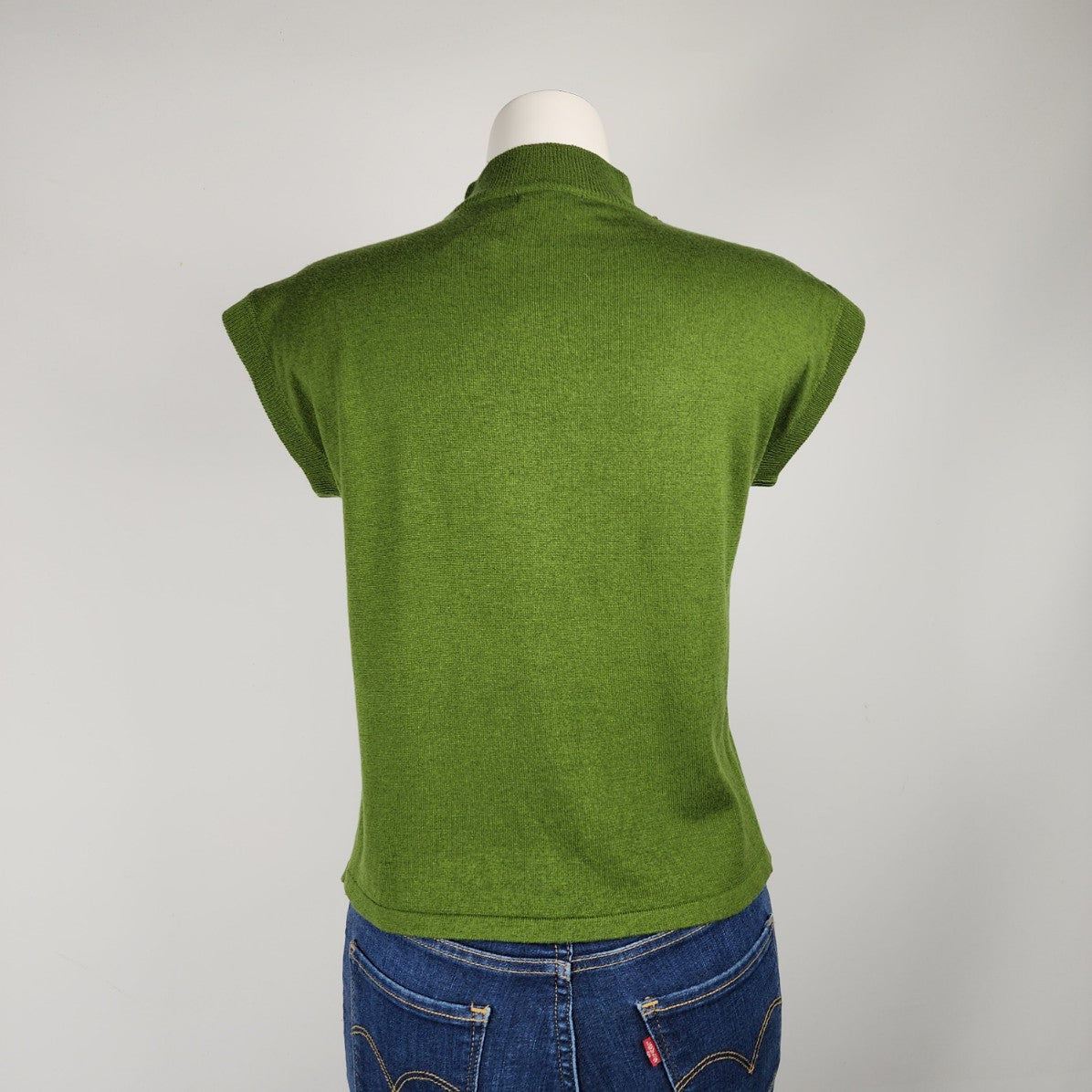 Votre Nom Collection Green Silk Cashmere Short Sleeve Knit Sweater Size M/L