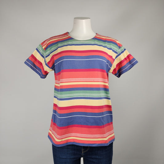 Vintage Northern Spirit Colorful Cotton Striped T-shirt Size M