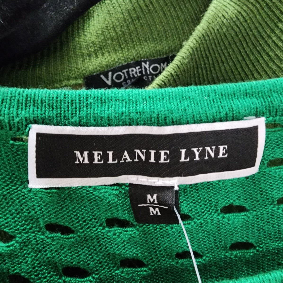 Melanie Lyne Green Open Knit Sweater Size M