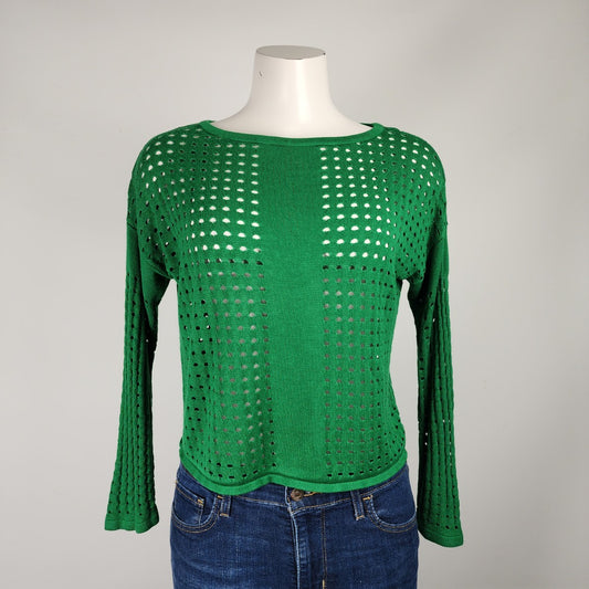 Melanie Lyne Green Open Knit Sweater Size M