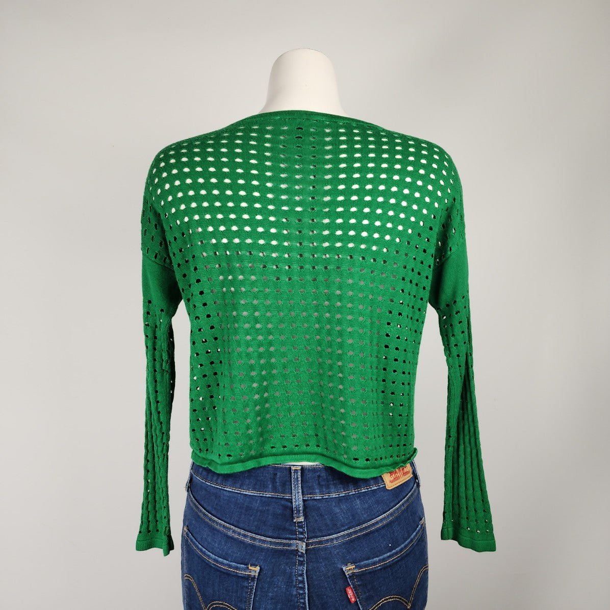 Melanie Lyne Green Open Knit Sweater Size M