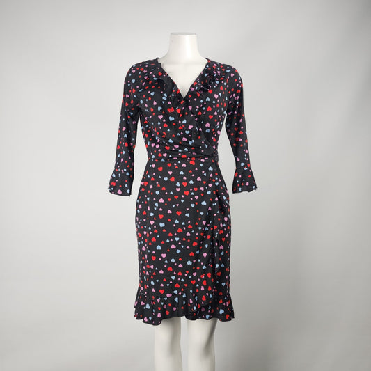 Moda International Heart Print Wrap Dress Size XS