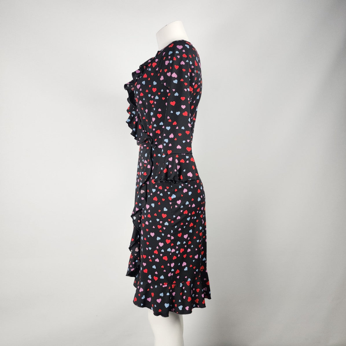 Moda International Heart Print Wrap Dress Size XS