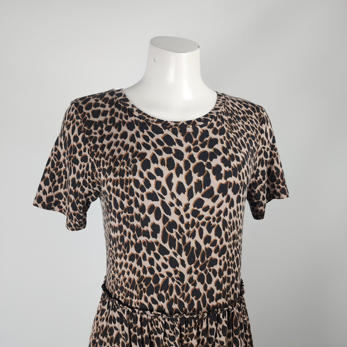 Warehouse Animal Print Tiered Midi Dress Size 8