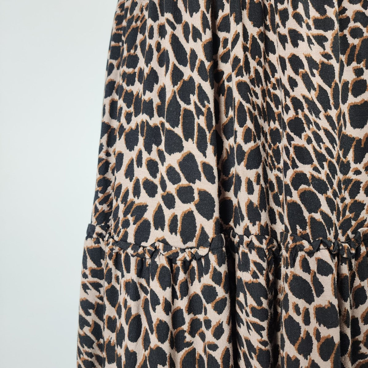 Warehouse Animal Print Tiered Midi Dress Size 8