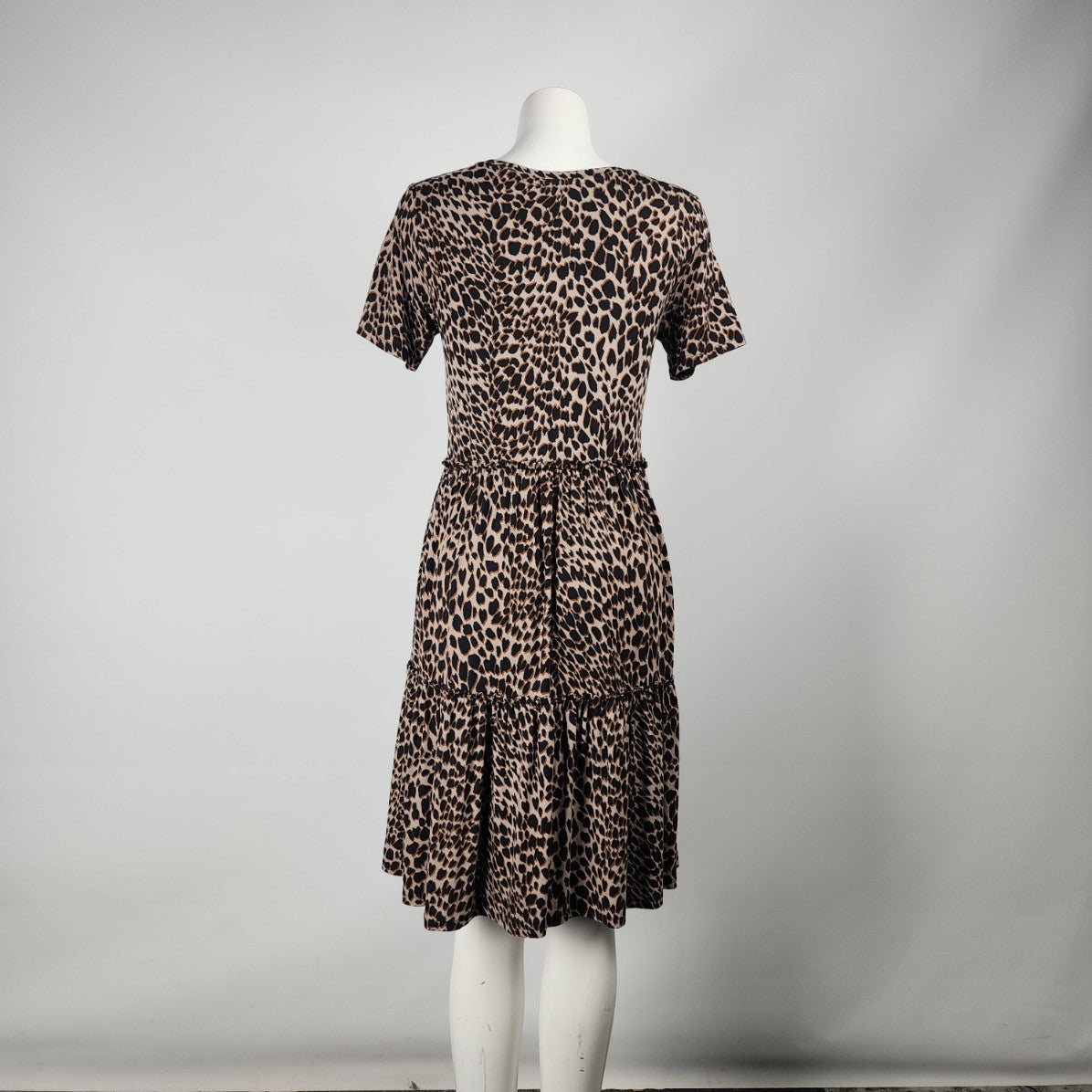 Warehouse Animal Print Tiered Midi Dress Size 8