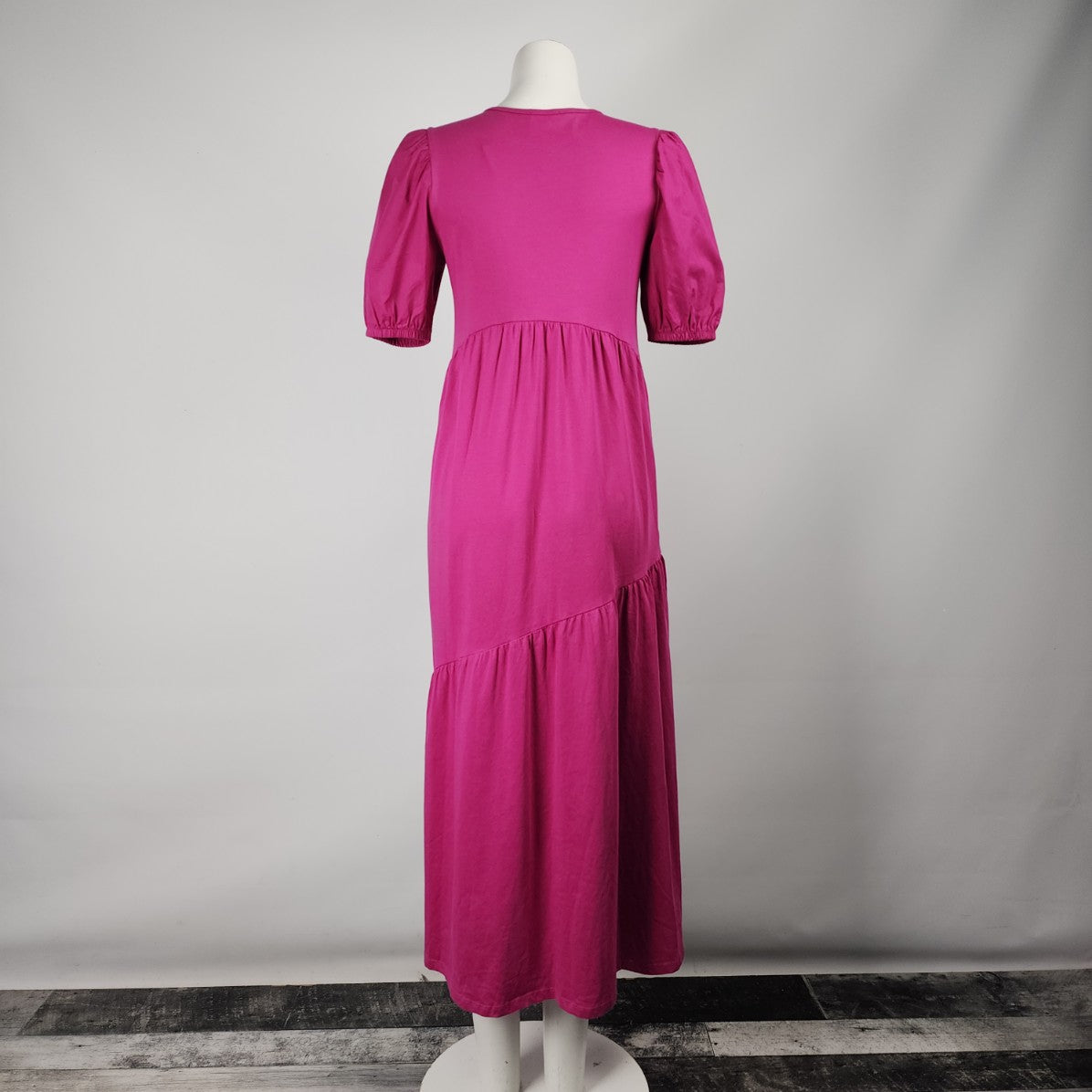 Zara Pink Cotton Puff Sleeve Maxi Dress Size S