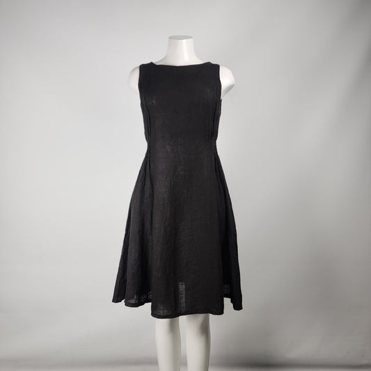 Piazza Del Tempic Black Linen Fit & Flare Dress Size S