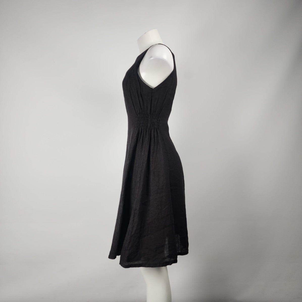 Piazza Del Tempic Black Linen Fit & Flare Dress Size S