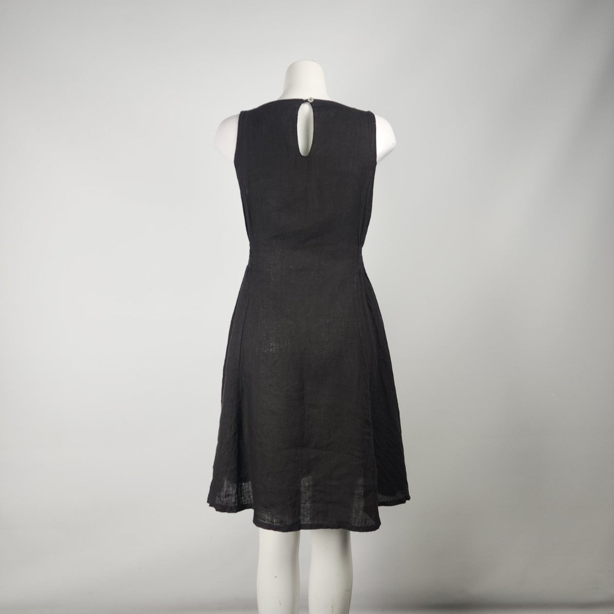 Piazza Del Tempic Black Linen Fit & Flare Dress Size S