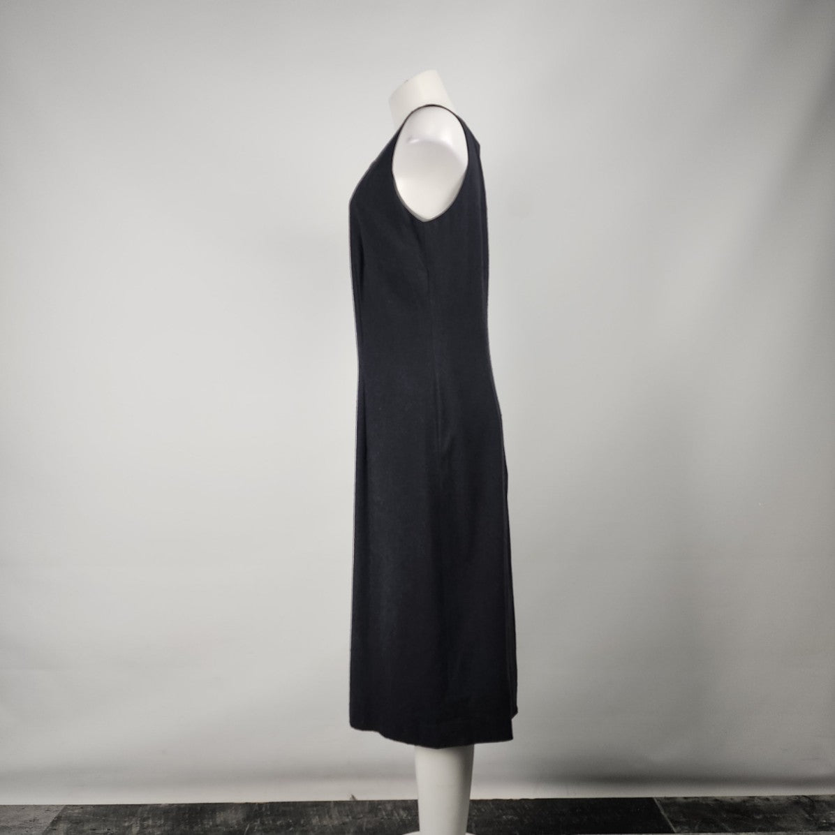 Vintage Black Raw Silk Midi Sheath Dress Size M/L