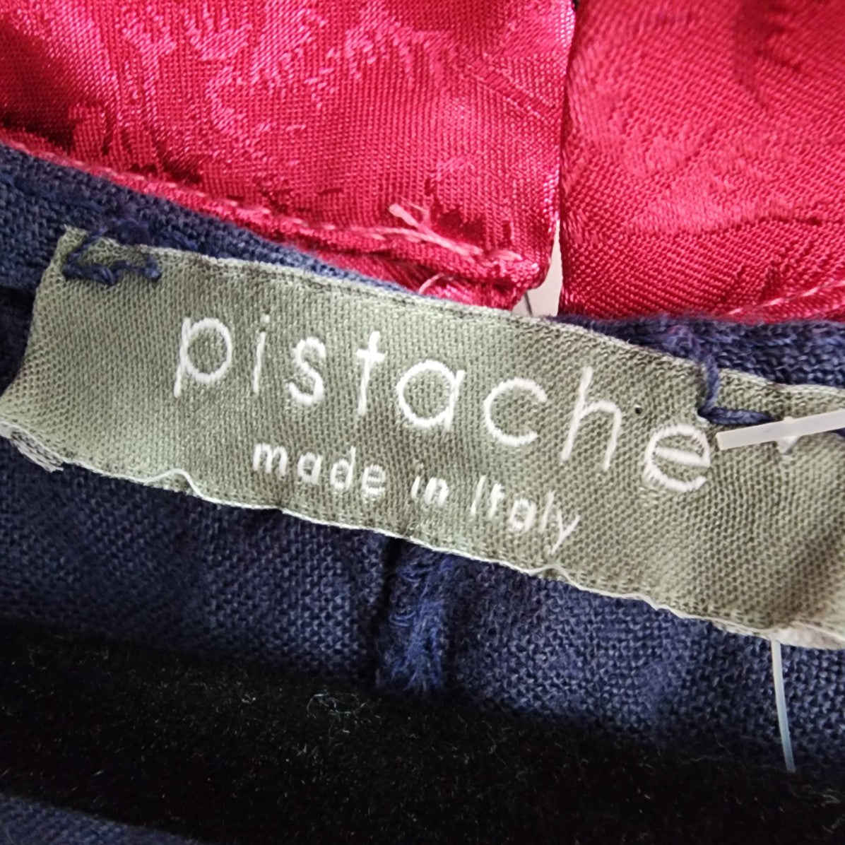 Pistache Made In Italy Navy Blue Linen Shift Dress Size M