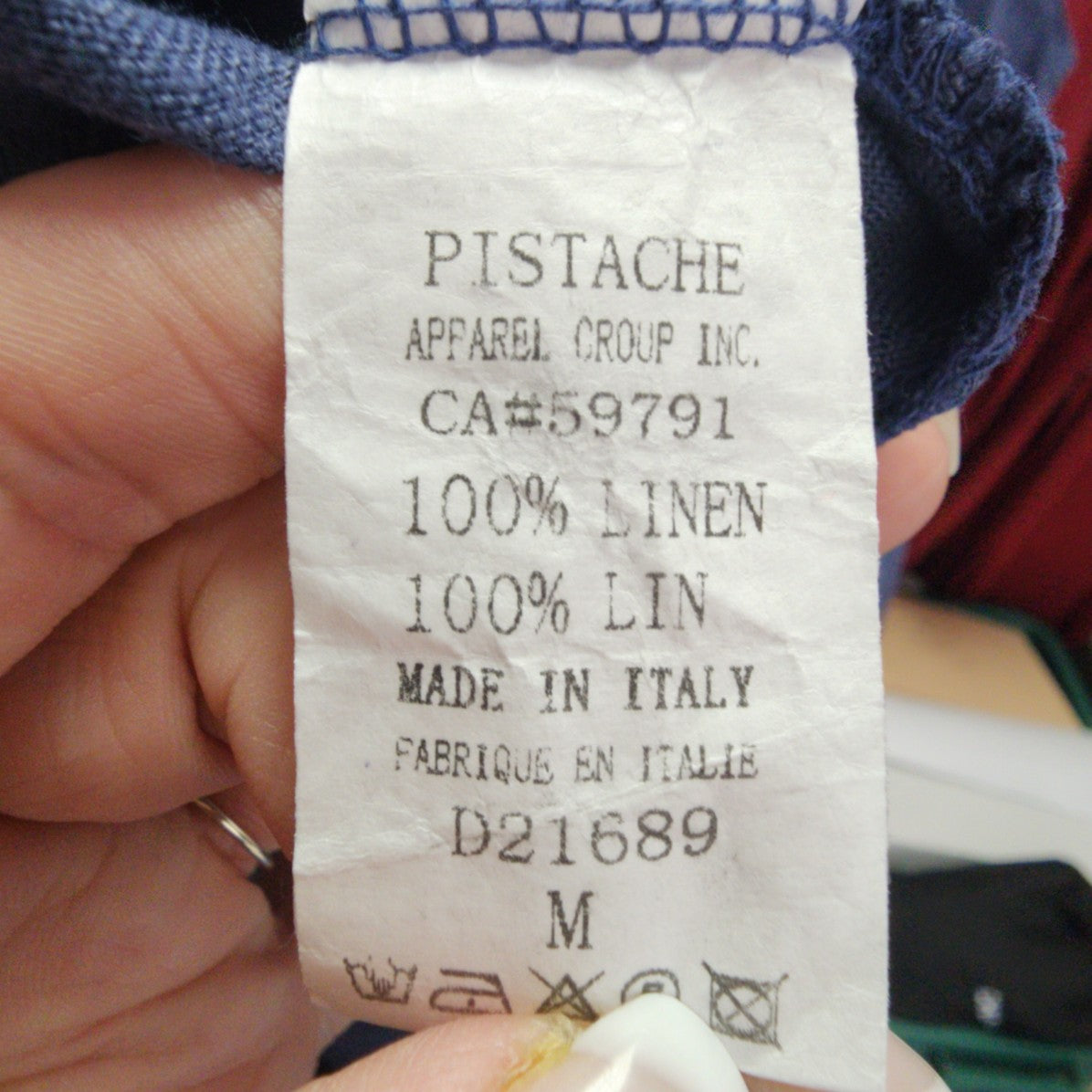 Pistache Made In Italy Navy Blue Linen Shift Dress Size M