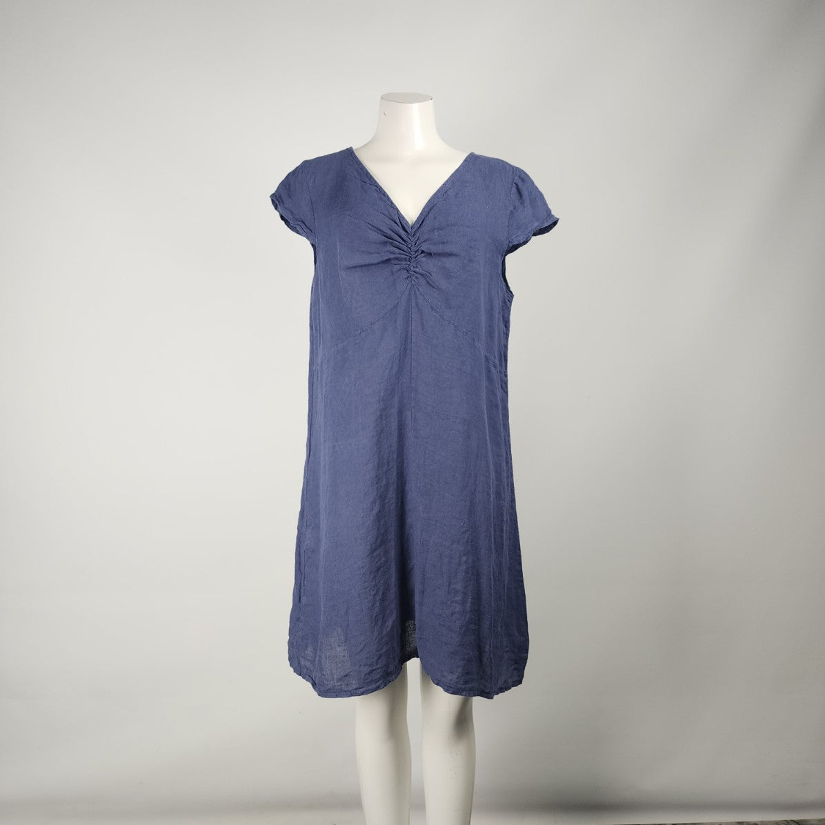 Pistache Made In Italy Navy Blue Linen Shift Dress Size M