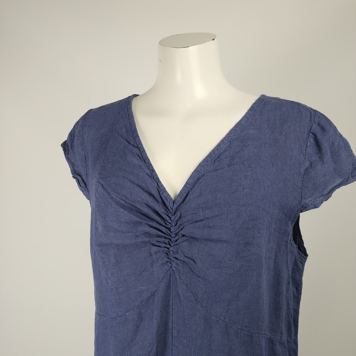 Pistache Made In Italy Navy Blue Linen Shift Dress Size M