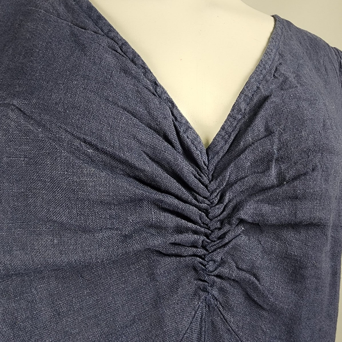 Pistache Made In Italy Navy Blue Linen Shift Dress Size M