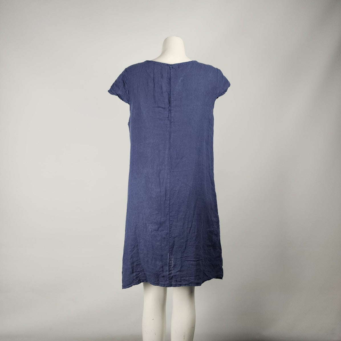 Pistache Made In Italy Navy Blue Linen Shift Dress Size M