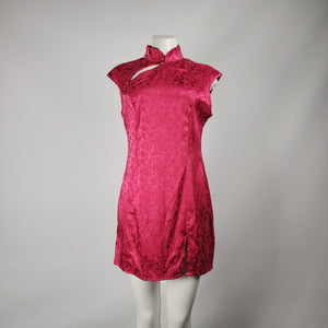 Shein Pink Cheongsam Mandarin Collar Mini Dress Size M/L