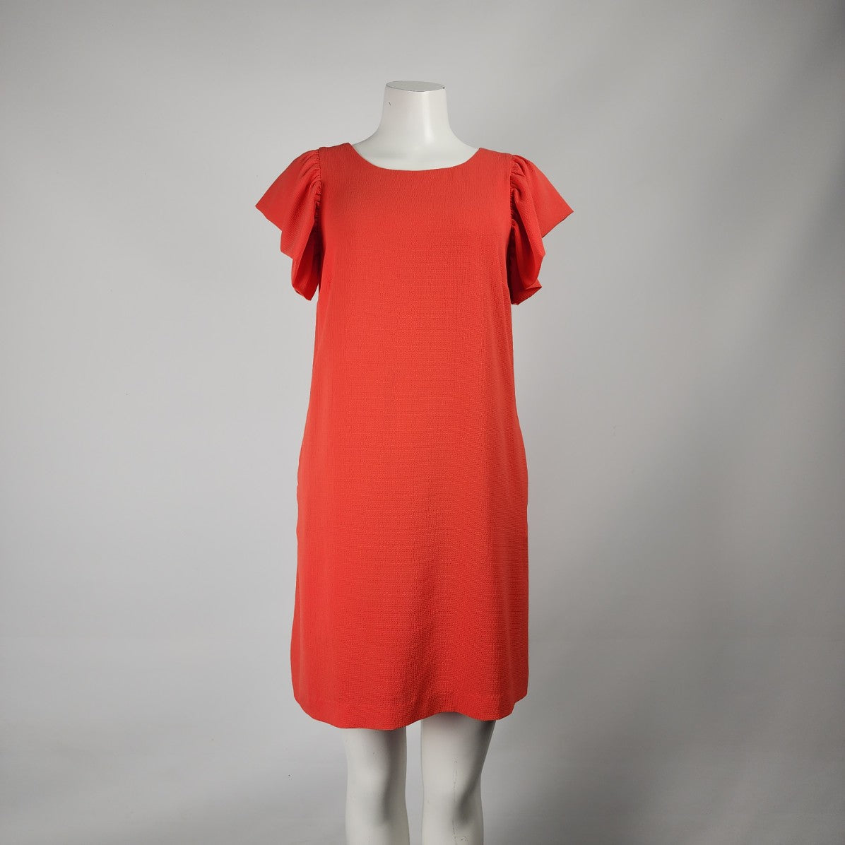 RW&CO Orange Ruffle Sleeve Mini Shift Dress Size M