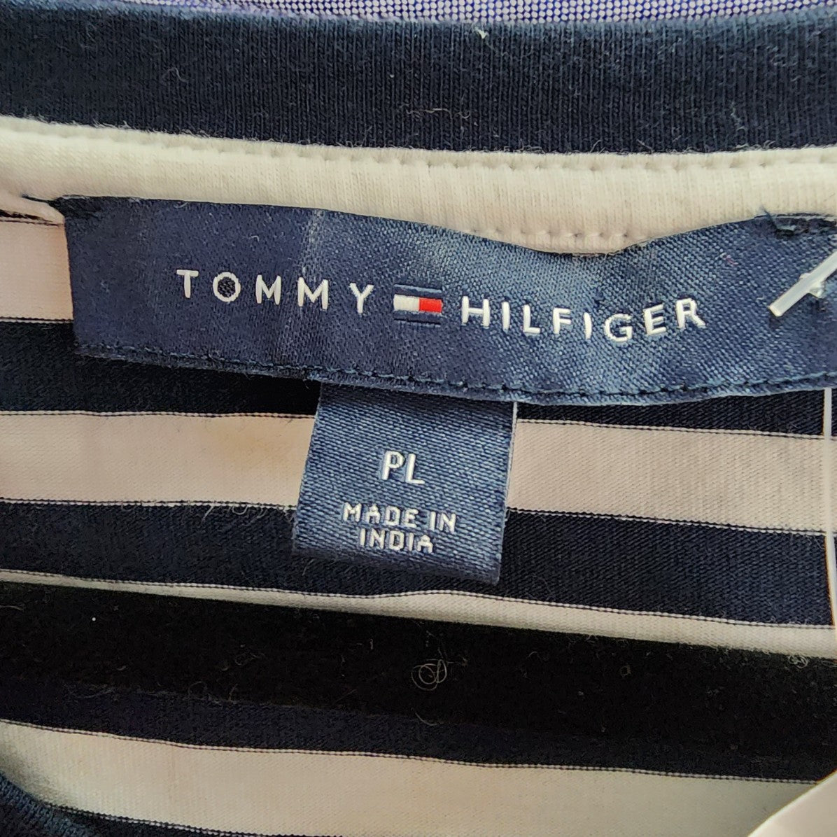 Tommy Hilfiger Navy Blue Striped T-Shirt Dress Size Petite L