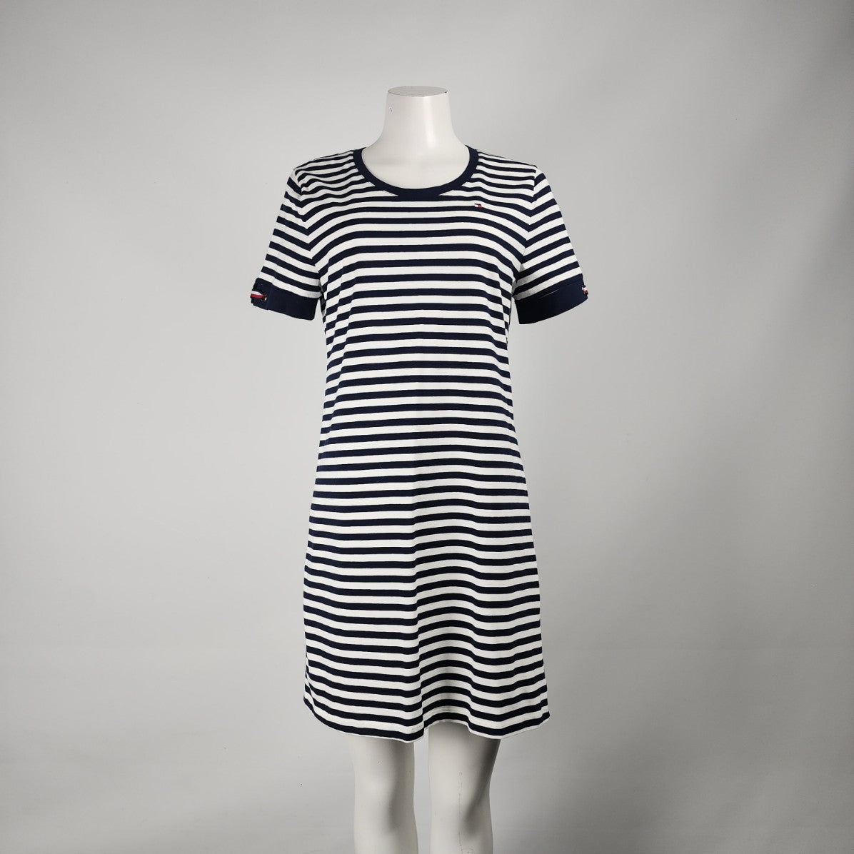 Tommy Hilfiger Navy Blue Striped T-Shirt Dress Size Petite L