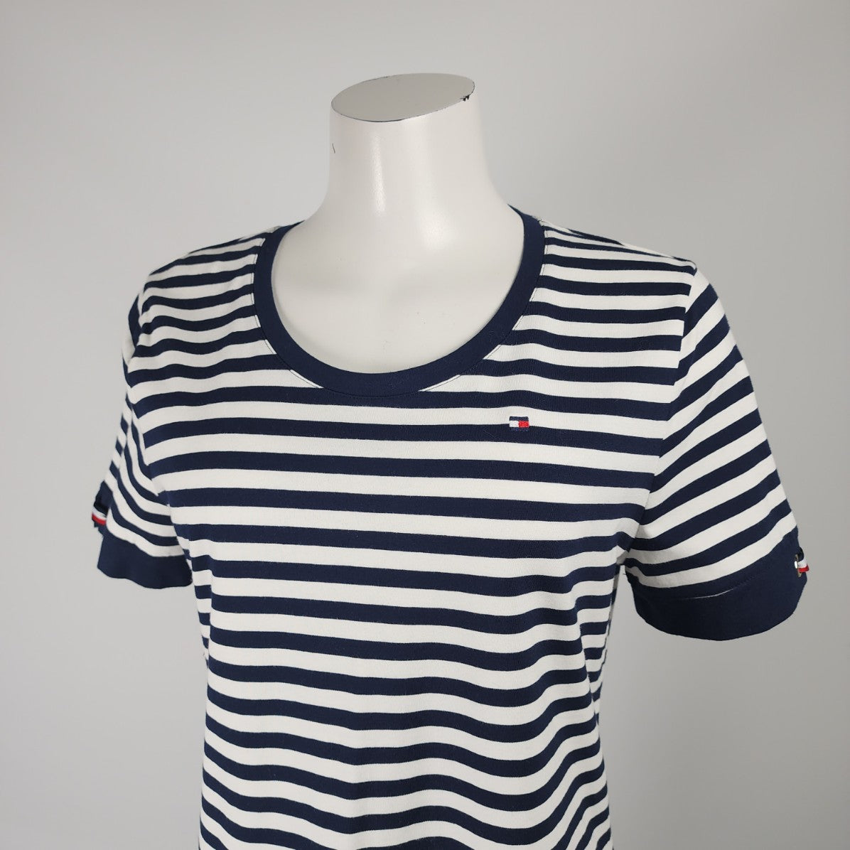 Tommy Hilfiger Navy Blue Striped T-Shirt Dress Size Petite L