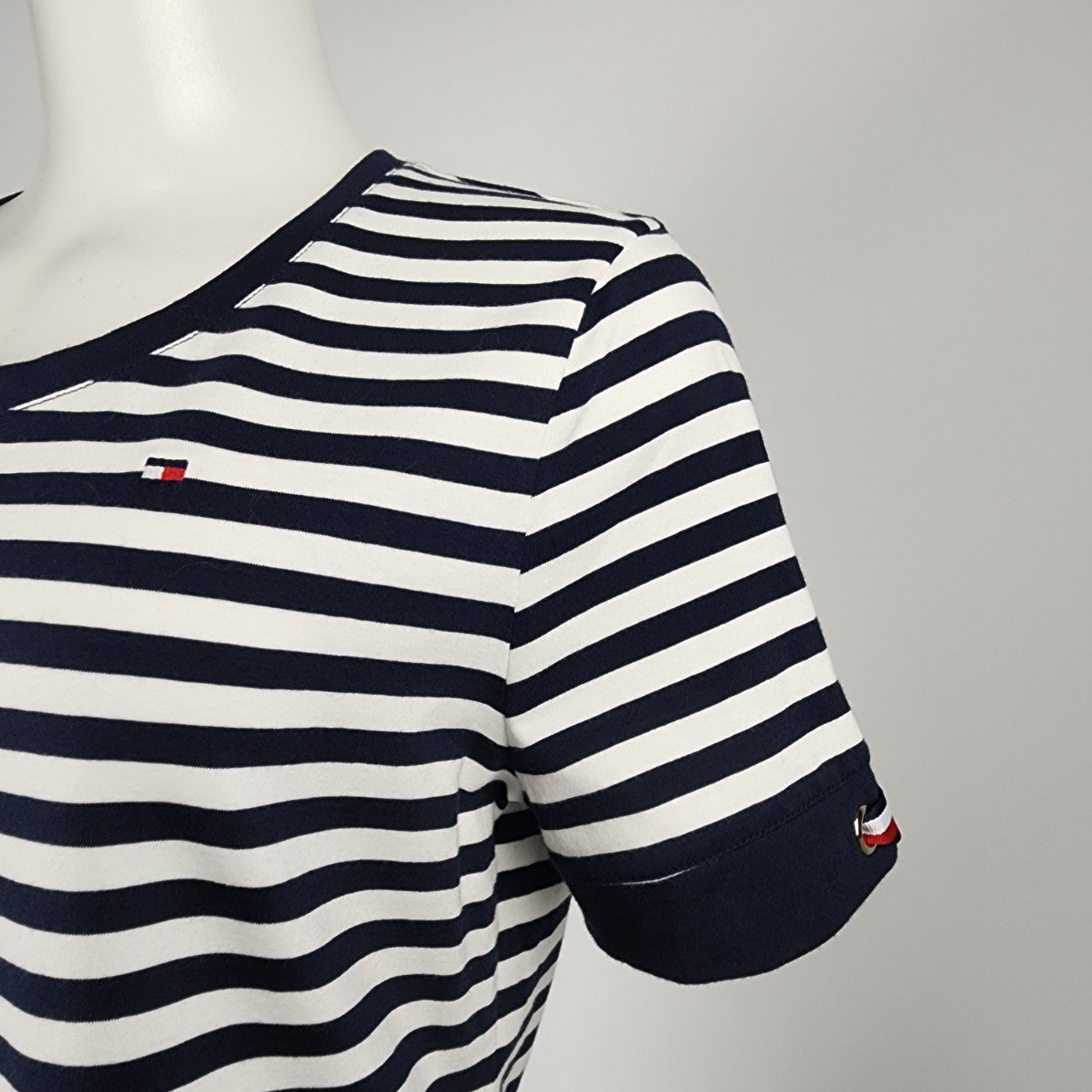 Tommy Hilfiger Navy Blue Striped T-Shirt Dress Size Petite L