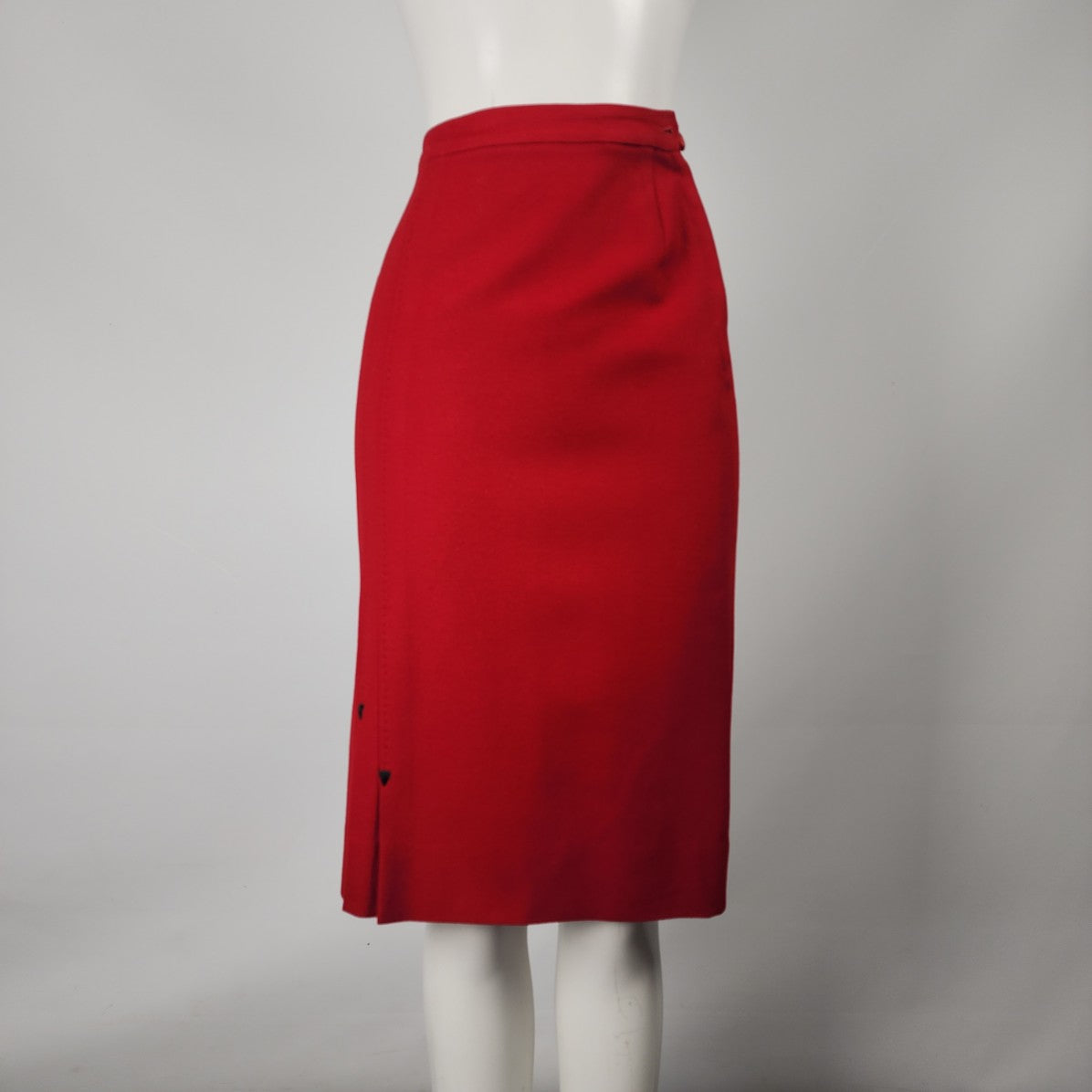 Vintage Suzanne Red Wool Knee Length Skirt Size XS