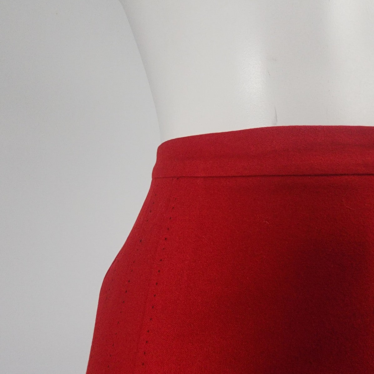 Vintage Suzanne Red Wool Knee Length Skirt Size XS