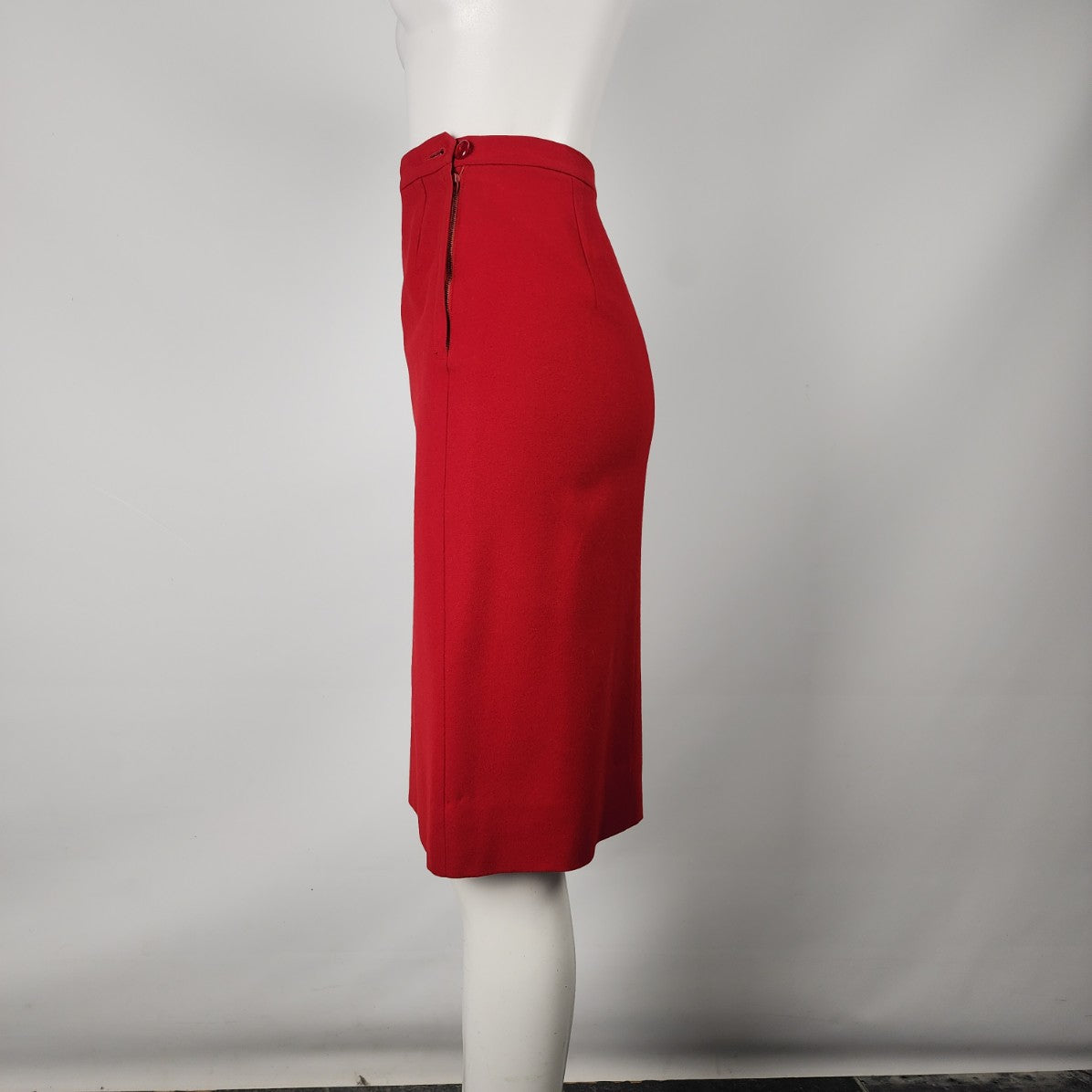 Vintage Suzanne Red Wool Knee Length Skirt Size XS