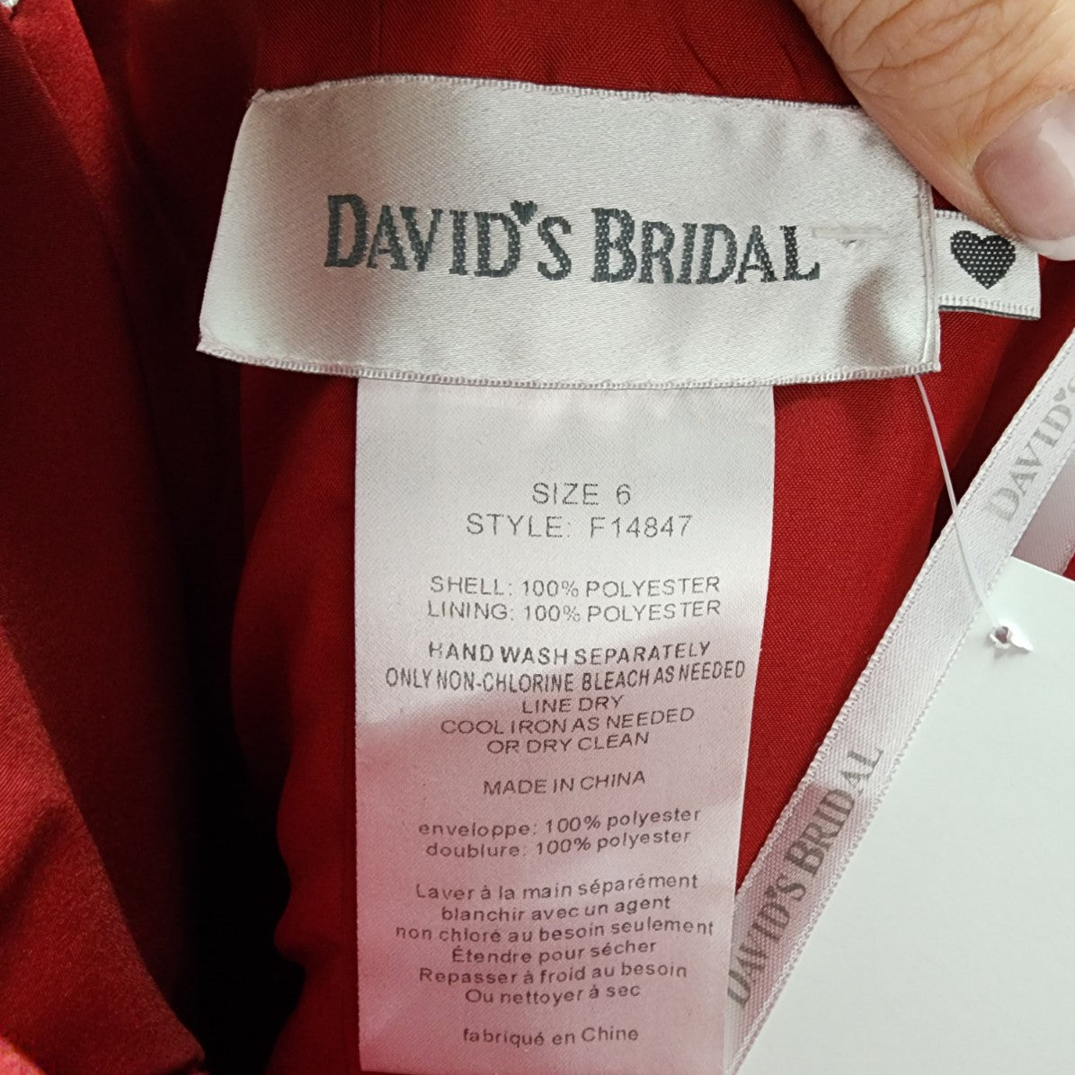 Davids Bridal Red Mini Bridesmaids Evening Dress Size 6