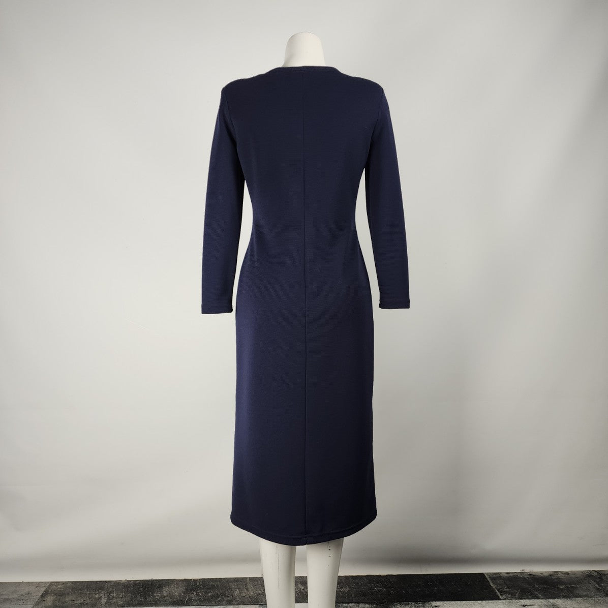 Vintage Fair Set Navy Blue Gold Button Midi Dress Size 6