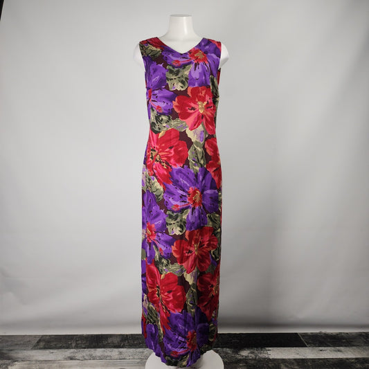 Vintage Style Studio Purple Floral Maxi Dress Size 20