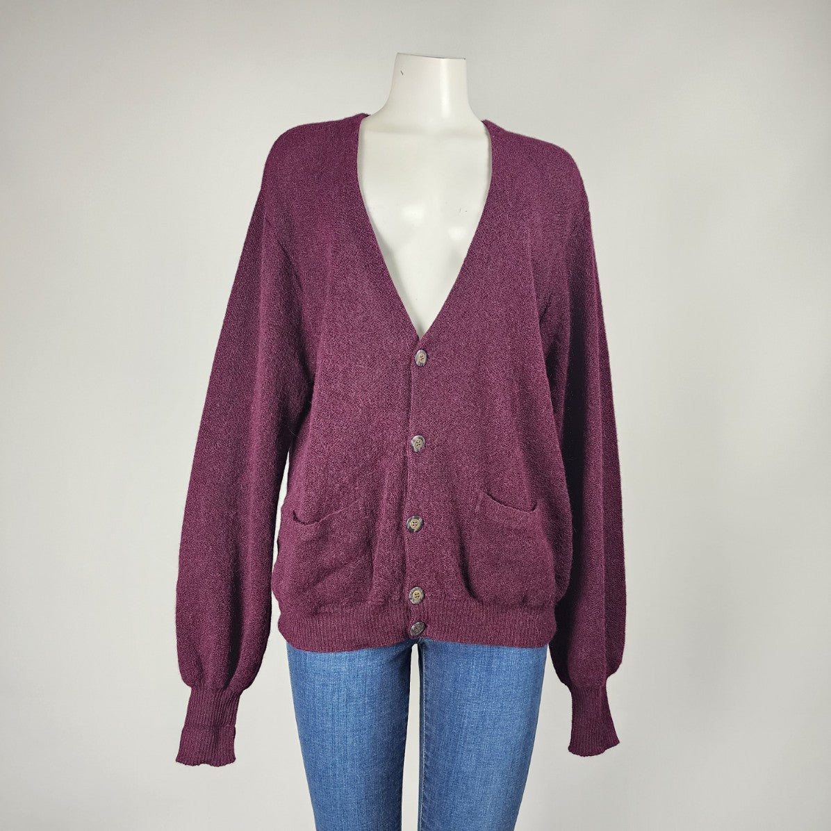 Vintage Tumi Purple Alpaca Knit Button Up Cardigan Size L