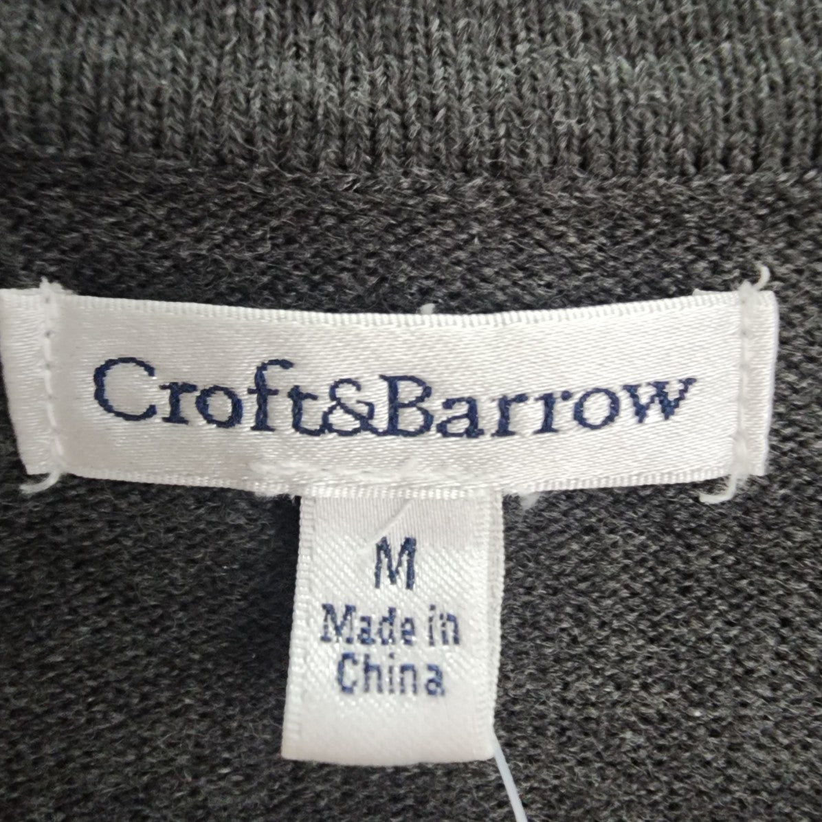 Croft & Barrow Grey Argyle Cardigan Size M