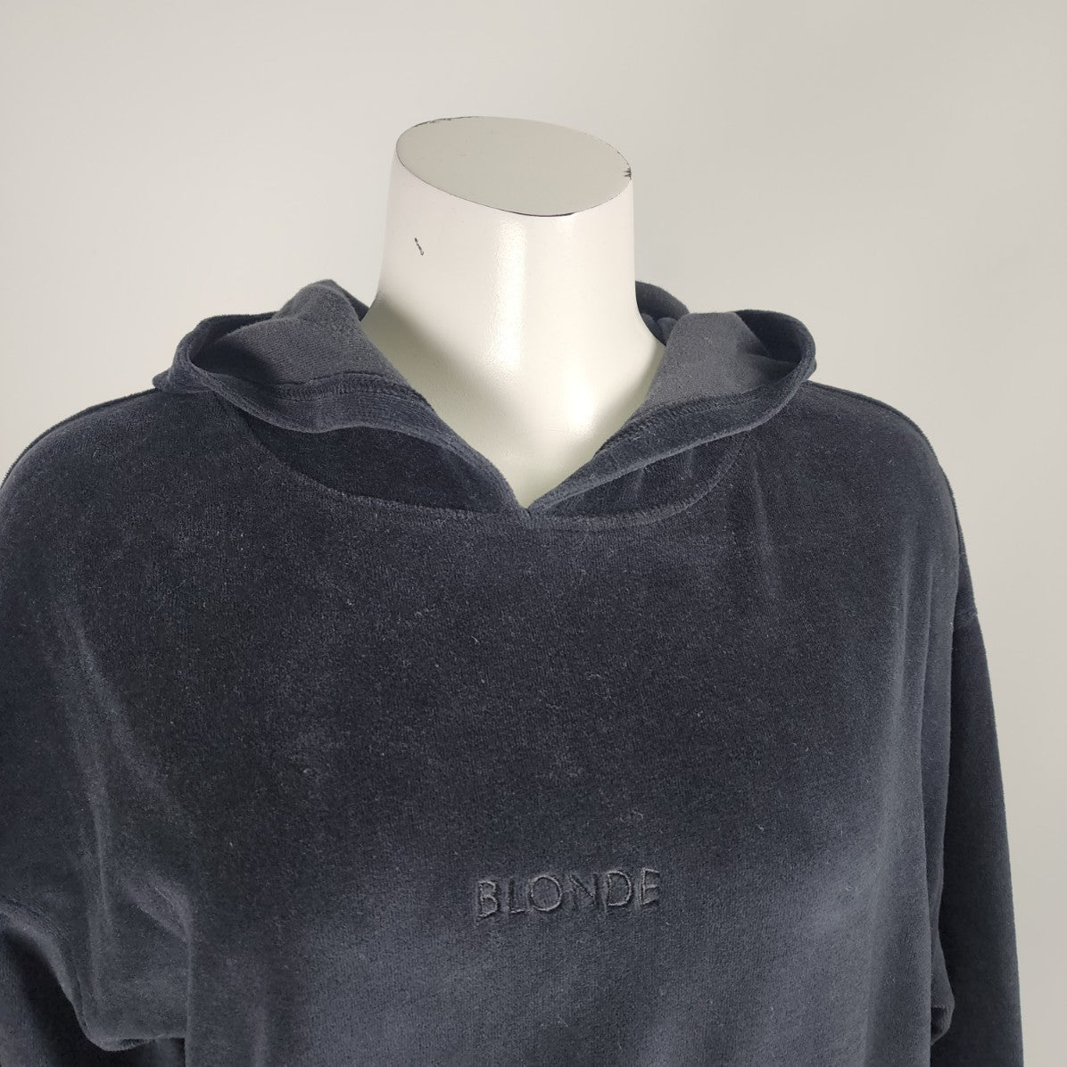 Brunette The Label Black Cotton Velour Hoodie Sweatshirt Size XS/S