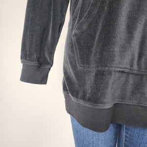 Brunette The Label Black Cotton Velour Hoodie Sweatshirt Size XS/S