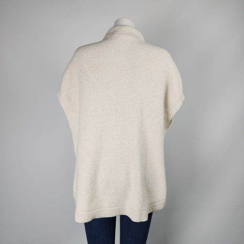 Cream Knit Quarter Zip Poncho Cardigan Size L/XL