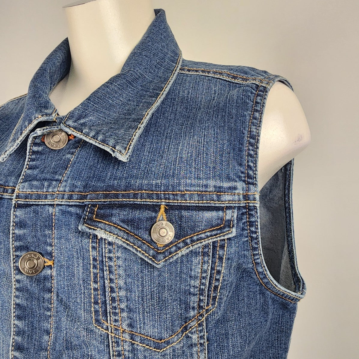 Jag Blue Cotton Denim Vest Size L