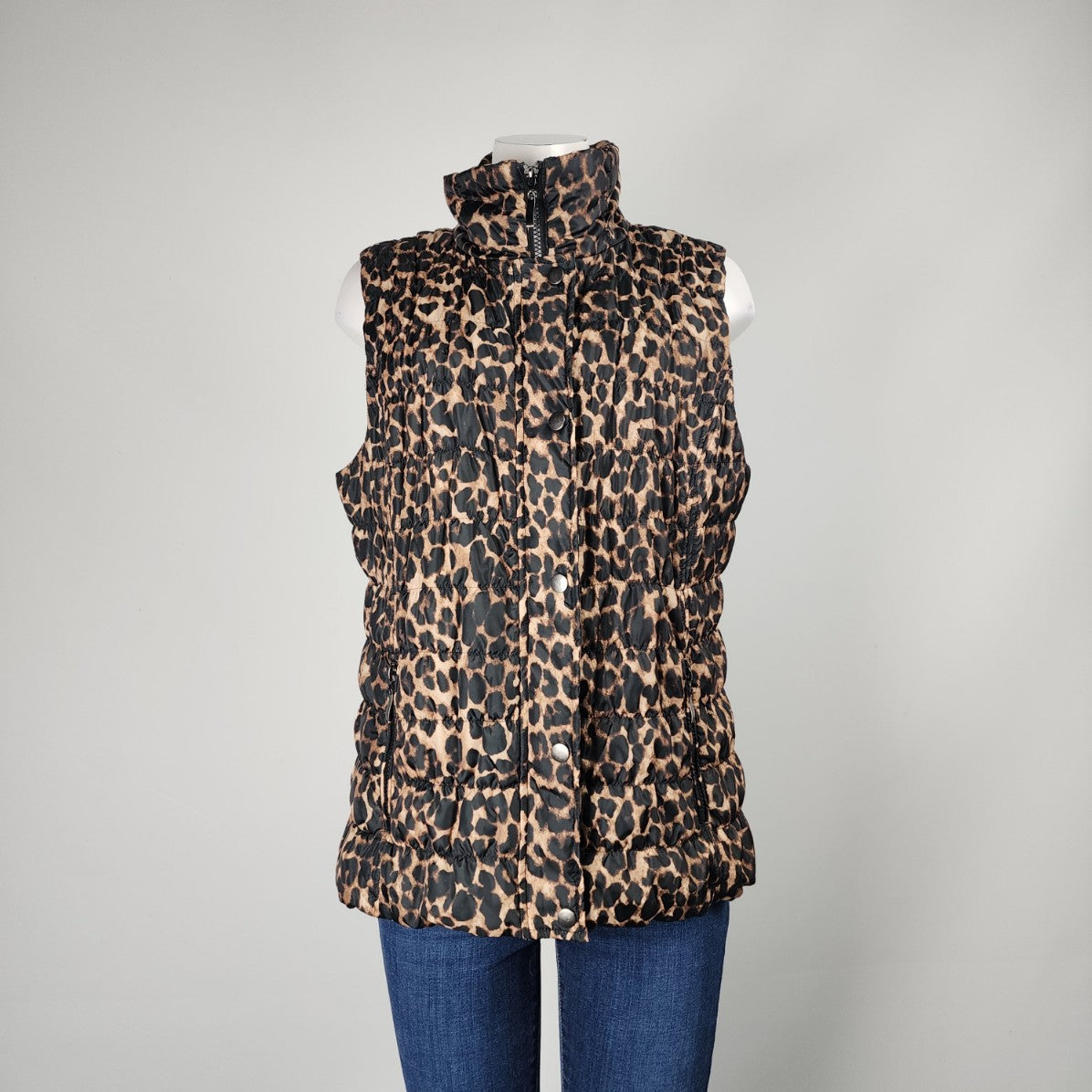 Jessica Animal Print Zip Up Vest Size L