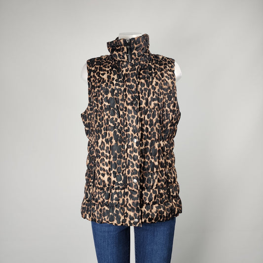 Jessica Animal Print Zip Up Vest Size L