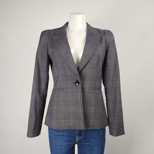 Tristan Grey Plaid One Button Blazer Size S