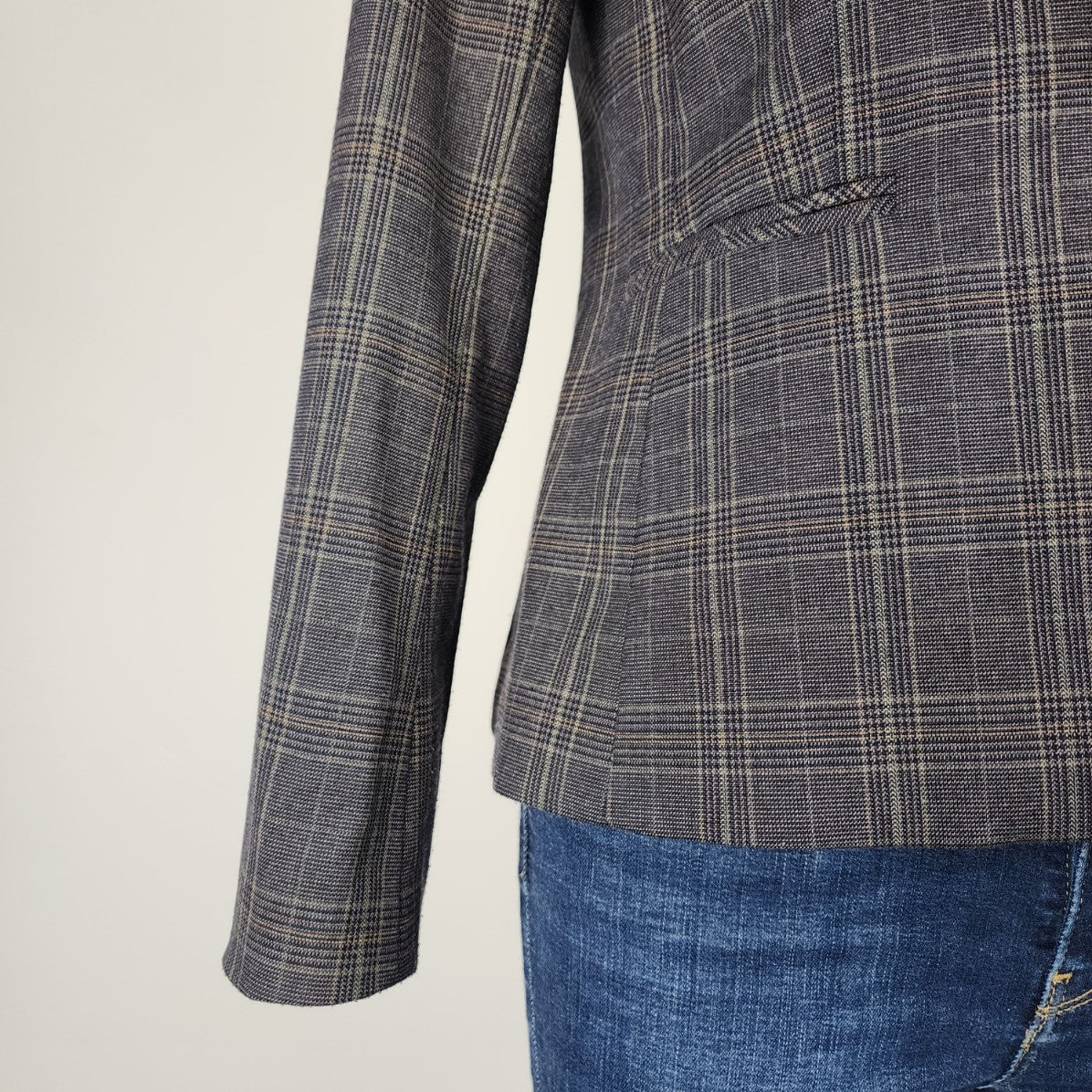 Tristan Grey Plaid One Button Blazer Size S