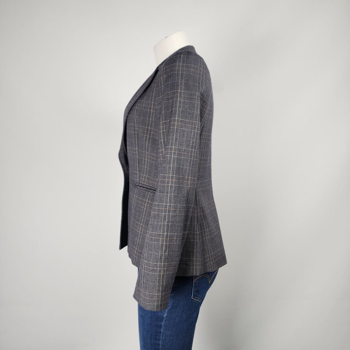 Tristan Grey Plaid One Button Blazer Size S